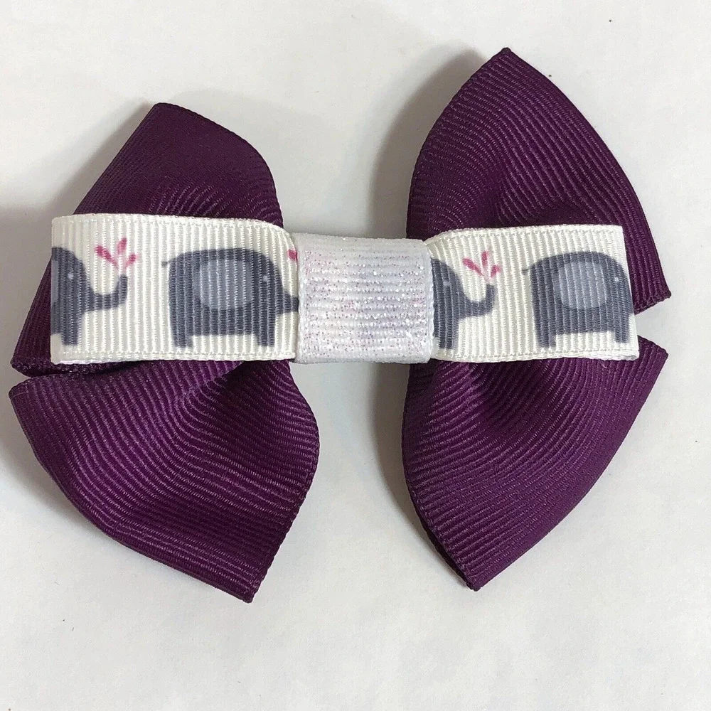 Elephant Hair Clip Barrette Lot Ribbon Bow Trendy New Coquette Pink Purple